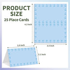 25 Bow Place Cards for Table Seating, Blue Wedding Name Place Card, Tent Cards for Birthday Bridal Shower Baby Shower Reception Dinner Party Decorations -A20