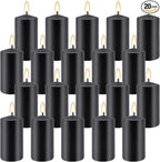 Set of 20 | 2X 4 inch Tall Pillar Candles, Soy Wax. Perfect for Candlelight Dinner, Home Decoration, Party, Wedding.(Black)