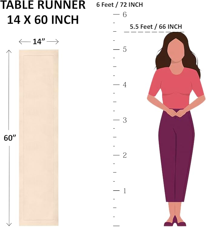 Solino Home Linen Coral Hemstitch Table Runner 60 Inches - 100% Pure Linen Small Table Runner 14 x 60 Inch Ideal for Dresser and Coffee Tables - Classic Hemstitch