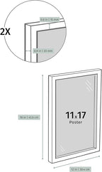Opposite Wall - 11x17 in - White Solid Oak Wood Picture Frame - Lightweight, Versatile & Shatterproof - Wall Hanging Poster or Photo Frame - Wall Decor for Office, Gallery & Home