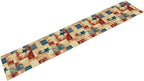 4th of July Table Runner, Rustic Vintage Country Red White Blue American Stars Independence Day Print Table Cover for Farmhouse Kitchen Dining Table Decor, 13x90inch