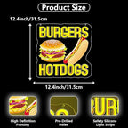 Hot Dogs Burgers Neon Signs for Wall Decor,Hot Dogs Led Neon Sign Party Decorations,Dimmable Hamburger Led Lights Sign for Business Food Restaurant Bar Birthday Party Decor,Hot Dog Shop Decor