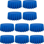 LTC LINENS 10 Pack 120 Inch Round Tablecloth Royal Blue for 60 Inch Round Table - Bulk Round Table Cover - Washable, Wrinkle Resistant Polyester Fabric Cloth for Wedding, Party