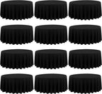12 Pack 120 Inch Round Tablecloth, Black Polyester Fabric Table Cloth for Round Table, Washable Tablecover for Wedding Party Dining Buffet Banquet Restaurant and Camping