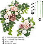 Wedding decor (pack of 2) Welcome Sign Flower Backdrop Garland For Ceremony Reception Wall Easel Home Decoration Entryway Faux Outdoor Board Head Table Decor (Dusty Rose)