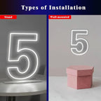 Number 5 Neon Sign for Birthday, 16.54" Cool White USB Battery Powered Led Neon Sign for Party Wedding Anniversary Decor Light Sign (Number 5)