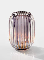 Serene Spaces Living Smoke Grey Optical Glass Votive Holder, Perfect for Weddings and Home Décor, Measures 5" Tall and 3.5" Diameter