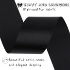 Black Solid Satin Ribbon 1-1/2 Inch 50 Yards Solid Polyester Fabric Ribbon for Gift Wrapping Wedding Christmas Baby Shower Birthday Party Decoration Handmade Immortal Flower Craft