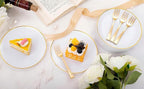 Festiva 200Pcs Gold Dessert Plates 6.3" with Forks 5"- Small Disposable Dessert/Cake/Appetizer Plates Plates- serve 100 guests include 100Plates 100Forks for Wedding Party&Thanksgiving&Christmas