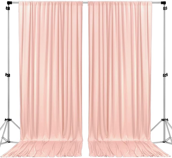 AK TRADING CO. 10 feet x 8 feet IFR Polyester Backdrop Drapes Curtains Panels with Rod Pockets - Wedding Ceremony Party Home Window Decorations - Blush Pink