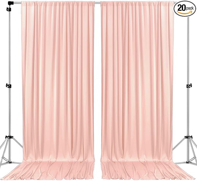 AK TRADING CO. 10 feet Wide x 12 feet Long IFR Polyester Backdrop Drapes Curtains Panels with Rod Pockets - Wedding Ceremony Party Home Window Decorations - (Blush) (Pack of 20)