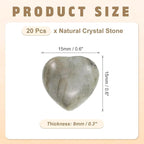 PATIKIL 20 Pcs Natural Heart Shaped Crystal Stone, 0.6 Inch Mini Polished Love Gemstone Crystal, Pocket Rock Engraved Worry Stones for Women Gifts Meditation, Light Gray
