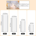 12 PCS Clear Cylinder Vases for Centerpieces | 4, 6, 8,10 Inch Tall Flower Vase for Wedding Decorations, Clear Floating Candle Vases in Bulk, Hurricane Candle Holders for Table, Home Décor