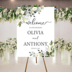 Welcome To Our Wedding Sign, Personalized Wedding Welcome Sign, Green Leaves Wedding Welcome Sign, Eucalyptus Wedding Sign, Bride Groom Wedding Gift, Custom Wedding Sign, Welcome Wedding Sign