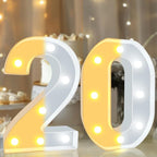 Pooqla 20th Birthday Decoration for Her Him, Decorative LED Light Up Numbers, Marquee Numbers 20 Sign for Party Backdrop 20th Wedding Anniversary Decor, Warm White and Cool White Number 20