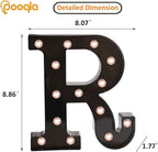Decorative LED Illuminated Letter Marquee Sign - Alphabet Marquee Letters with Lights For Wedding Birthday Party Christmas Night Light Lamp Home Bar Decoration R, Black