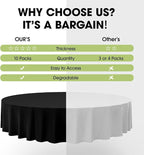 Pureegg Plastic Table Cloth Disposable 10 Pack, 84'' Round Table Cloths, Halloween Party Decorations, Summerween Decor, Halloween Tablecloths, Round, Plastic Cover, Leakproof & Sturdy, Black