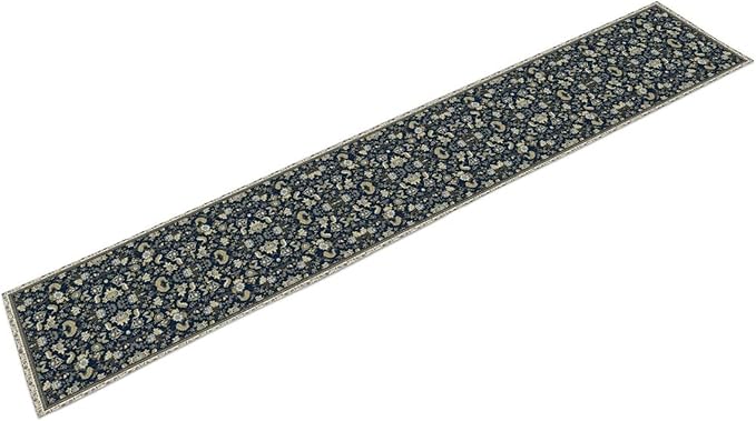 Vintage Boho Floral Table Runner, Morris Rustic Country Farmhouse Dark Blue Grey Retro Flower Pattern for Home Kitchen Table Decor Dining Coffee Room Party Decor 13x72in