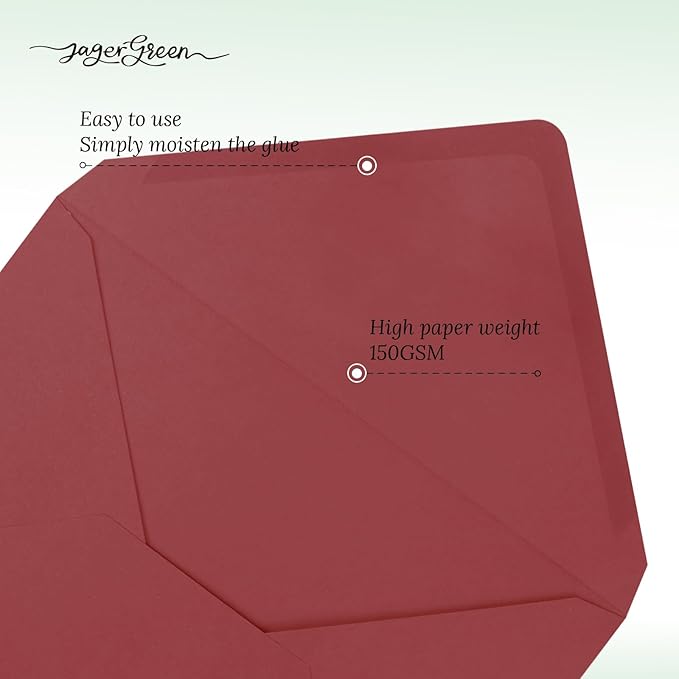 50 Pack 4x6 Envelopes Letter Size, Red A4 Envelopes Self Seal for Wedding Invitation, Envelope 4.3x6.3 for Greeting Cards, Photos, Baby Shower, Graduation, Thank You Cards, Announcements