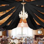 6 Panels Black Ceiling Drapes 5ftx10ft Wedding Chiffon Fabric Arch Draping Sheer Curtains Soft Drapery for Party Ceremony Stage Swag Decorations