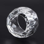 MDLUU 4 Pcs Crystal Napkin Rings, 2.3" Diameter Serviette Buckles, Clear Napkin Holder Rings for Christmas, Thanksgiving, Wedding (Diamond Shaped)