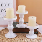 3-Piece Set of White Glass Candlestick, Crystal Candlestick Holder Holder and Conical Candle, Christmas Candle Holder Decoration, Family Living Room Wedding Candle Holder (white1set)