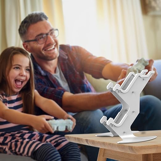 Controller Holder, Game Controller Headset Stand for Xbox Series X S/Xbox one / PS5 / PS4 / NS/PC/Headset, Aluminum Metal Headset Mount Universal Organizer for Video Game Accessories (White)