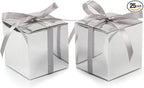 COTOPHER 25pcs Wedding Favor Boxes, Paper Gift Boxes 3x3x3 Inches Small Gift Boxes with Ribbons Small Boxes for Gifts, Crafting, Cupcake, Candy, Bridesmaid Proposal Boxes