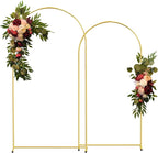Gold Metal Wedding Arch Backdrop Stands Set of 2 (7.2FT & 6.6FT), Metal Square Balloon Arch Frame for Birthday Party, Ceremony, Baby Shower
