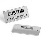 Custom Name Tags ID Badges with Logo Name Personalized Name Badges Custom Name Tag ID Badge with Pin Backing Customizable Name Tag for Business Offices Stores Restaurant, 1.5x2.8 in, 5PCS