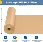 Wrapping Paper, 17.8" x 1200" Brown Kraft Paper Roll Bulletin Board Easel Poster Decorative Kraft Paper, Fathers Day Bouquet Flower Gift Wrap, Table Floor Covering Packing Shipping Moving Supplies