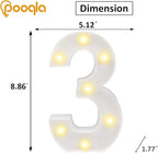 Decorative Led Light Up Number Letters, White Plastic Marquee Number Lights Sign Party Wedding Decor Battery Operated Number (3)
