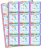 Custom & Personalized Narwhal Unicorn of The Sea Happy Birthday Gift Tag Sticker Labels, 24 2.5" Square Stickers by Amanda Creation