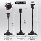 CHILL RECIPE Black Candlestick Holder Tall Taper Candle Holder for Home Decor Table Centerpiece Party Festival Decorations Halloween Decoration (4 Set 12Pcs)