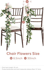 Ling's Moment 10pcs Wedding Chair Decorations Aisle Floral Swag Artificial Pew Flowers Hanging Garland Blush Pink & Cream For Ceremony Reception Church Rose Floral Faux Arrangement Party Outdoor Decor