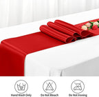 20 Pack Red Satin Table Runner,12 x 108 inch Long Premium Smooth Red Table Runners for Wedding, Banquets, Birthday, Party, Engagements,Table Runners fit Rectangle and Round Table