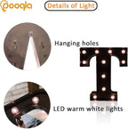 Decorative LED Illuminated Letter Marquee Sign - Alphabet Marquee Letters with Lights For Wedding Birthday Party Christmas Night Light Lamp Home Bar Decoration T, Black
