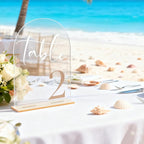 Wedding Table Numbers 1-20 with Stands, 5” x 7” Elegant Acrylic Display Signs with Golden Text, Great Table Numbers for Wedding Reception, Decoration, Centerpiece, Party, Anniversary and Event