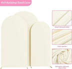 Fomcet Set of 3 Wedding Arch Covers 6FT, 6.6FT, 7.2FT Ivory 2-Sided Round Top Spandex Arch Backdrop Cover Fitted Fabric for Birthday Party Baby Shower Wedding Arch Stand Decoration