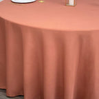 Efavormart Round Tablecloth, 120 Inch Stain & Wrinkle Resistant Washable Table Cloth, Decorative Polyester Fabric Table Cover for Banquet, Wedding, Dining - Terracotta (Burnt Orange)