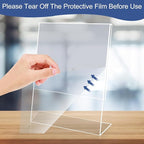 Slanted Back Acrylic Sign Holder 4 x 6, Clear Tabletop Stands for Display, Plastic Paper Sign Holders for Office, Home, Restaurant (6 Pack)