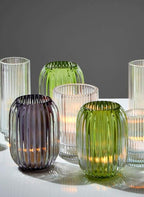 Serene Spaces Living Green Optical Glass Votive Holder, Perfect for Weddings and Home Décor, Measures 5" Tall and 3.5" Diameter, Set of 12