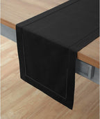 Solino Home Black Table Runner 36 Inches - Cotton Linen Hemstitch Coffee Table Runner 14 x 36 Inch Ideal for Dresser Tables - Fall, Autumn, Halloween, Thanksgiving, Holiday