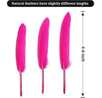 FeelfunFeather 120pcs Hot Pink Goose Cochettes Feather Natural Bulk 4-6 inch 10-15cm for Wedding Party Christmas Decorations DIY Crafts Goose Cochettes Feather