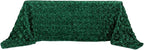 Efavormart 90"X132" Hunter Emerald Green Grandiose 3D Rosette Satin Rectangle Tablecloth for Wedding Party Event