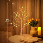 2FT Lighted Birch Tree,Christmas Decorations for Indoor,Table Top Christmas Trees with Lights,Dual Power USB or Battery,Lighted Tree for Winter Holidays Halloween Wedding Decor Set of 2