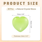 PATIKIL 20 Pcs Natural Heart Shaped Crystal Stone, 0.6 Inch Mini Polished Love Gemstone Crystal, Pocket Rock Engraved Worry Stones for Women Gifts Meditation, Light Green