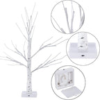 Sunnyglade 2PCS 2Ft 24 LED Birch Tree Light Bonsai Tree Light Warm White for Home Wedding Festival Party Christmas Decoration