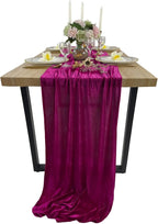 Luxurious Velvet Table Runner, 10ft Wedding Reception Decorations, 20x120inch Soft Velvet Fabric, Table Linen Overlay, Wedding Table Runners (Fuchsia, 20X120inch)