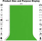 6x9FT Green Screen Backdrop Portable Solid Color Photography Background for Video, Studio, Photo, Live, Editing Green Backgrounds